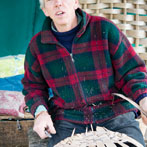 Owen Jones making an oak swill at Hatfield Living Crafts fair 2017